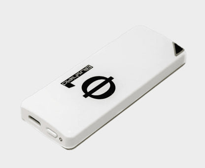 Blushield Portable bank with a logo on a light gray background