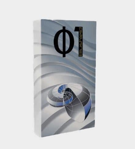 Blushield Box with a spiral design and logo on a white background